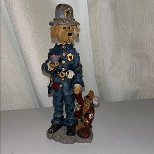 Boyds Bears Blue and Gold Officer Dog Sculpture with Beige Fur